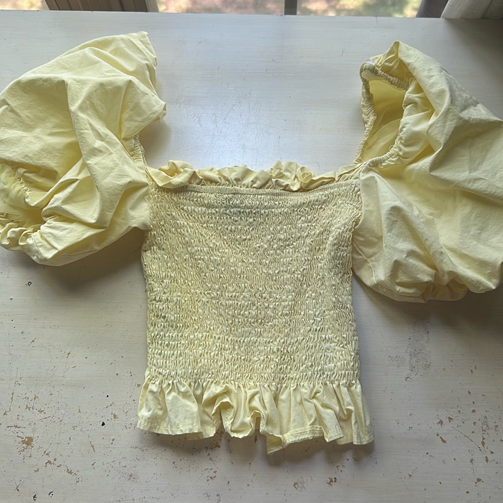 Missguided Yellow Puff Sleeve Top